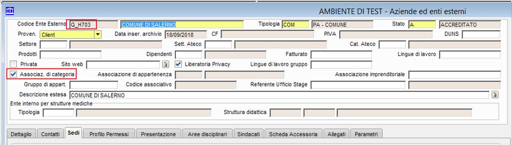 Tali Aziende saranno utilizzate solo dall Uff. Placement per le Convenzioni Quadro.