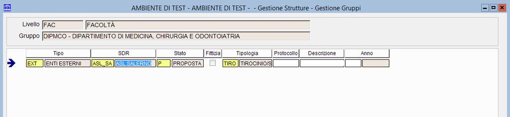 Per ogni convenzione si deve definire: Tipo: tipologia di struttura con la quale è stata stipulata la Convenzione. Per le strutture dei Tirocini si deve selezionare sempre EXT Enti esterni.