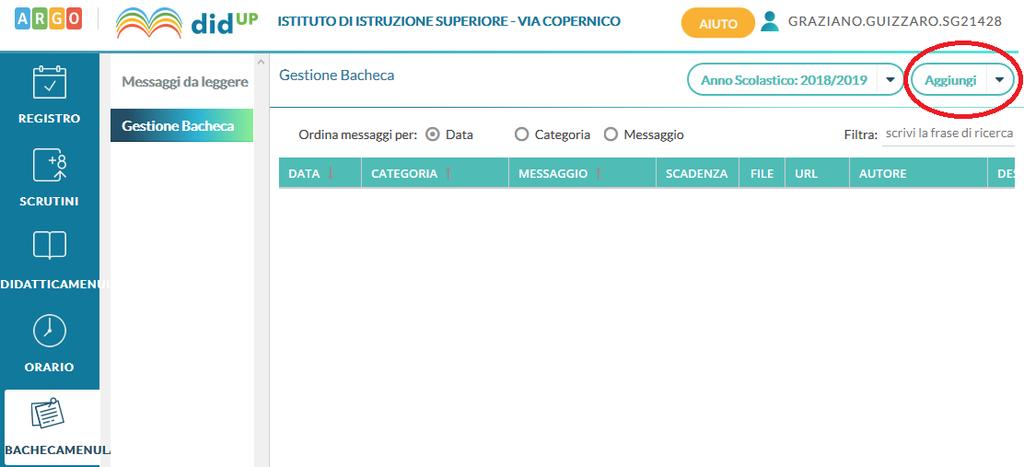 Passo 5: Aggiungere un nuovo messaggio Eseguito il passo precedente, comparirà la schermata della figura successiva.