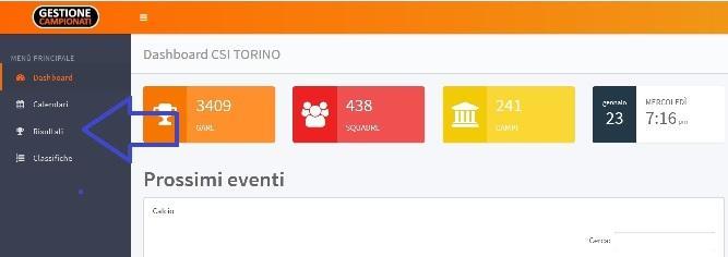 sulle voc d menu ndcate dalla frecca blu, sarà possble selezonare la voce che nteressa e successvamente lo sport e la categora che nteressa.