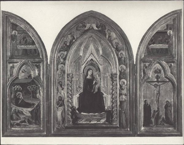Trittico dipinto - Madonna con Bambino, nascita di GesÃ¹ e Crocifissione - Taddeo Gaddi - Berlino - Bode Museum (giã Kaiser Friedrich Museum) Brogi Link risorsa: