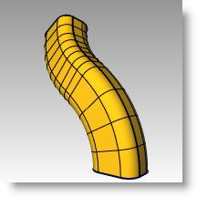 Esercizio 62 Creazione di superfici con il comando Sweep1 Una sezione trasversale: 1 Aprire il modello Sweep 1 binario.3dm. 2 Selezionare le due curve sulla sinistra.