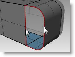 12 Selezionare le curve di bordo che delimitano le aperture dell'estrusione rastremata sull'estremità superiore.