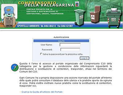 1. Accedere al portale tramite il sistema di autenticazione La pagina di accesso al portale è raggiungibile seguendo il link presente nell home page del sito www.ambientec10.tn.