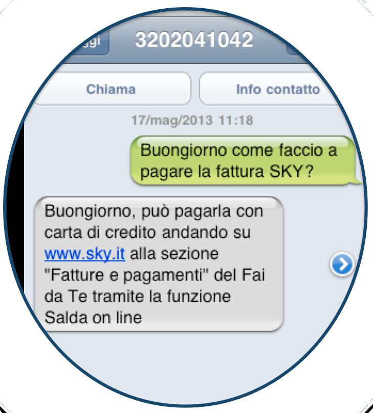 potranno ricevere risposta sempre via SMS in