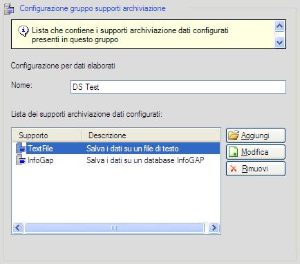 5.6. Configurazione dei Gruppi Supporti di Archiviazione Per configurare un Gruppo Supporti di Archiviazione selezionarlo dal navigatore; per crearne invece uno nuovo selezionare il menu Modifica ->