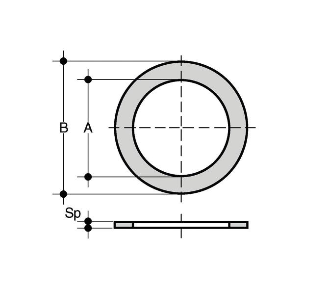 QHV/X Guarnizione piana in EPDM e FKM per flangiatura secondo DIN 2501, EN1092 d DN A B Sp Codice EPDM Codice FKM 20-1/2" 15 20 32 2 QHVX020E QHVX020F 25-3/4" 20 24 38,5 2 QHVX025E QHVX025F 32-1" 25