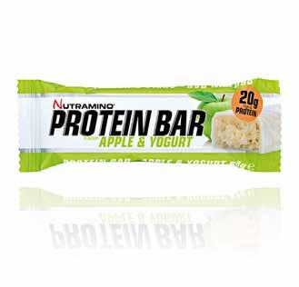 Protein Bar SOFT Morbide barrette al gusto mela, con mele in polvere e disidratate. Copertura al gusto yogurt e con 20g di proteine. Perfetta come spuntino on the go, e dopo ogni allenamento.