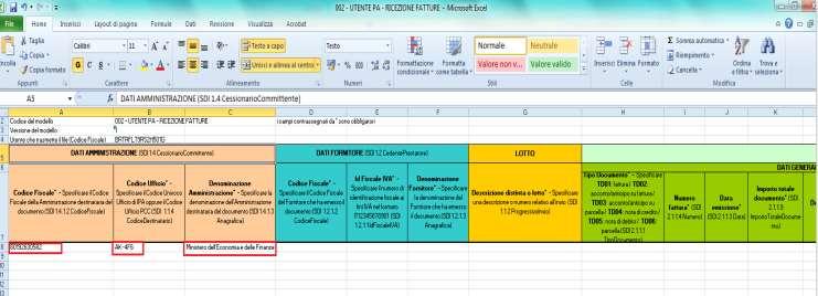 Nella sezione DATI AMMINISTRAZIONE inserire i seguenti campi obbligatori: