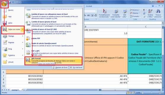 Figura 57 - Salvataggio dei modelli nel formato CSV (passo