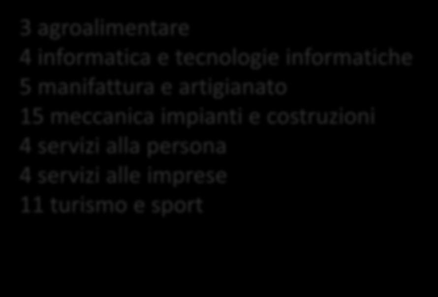 costruzioni 4 servizi alla persona 4 servizi alle imprese 11 turismo e sport