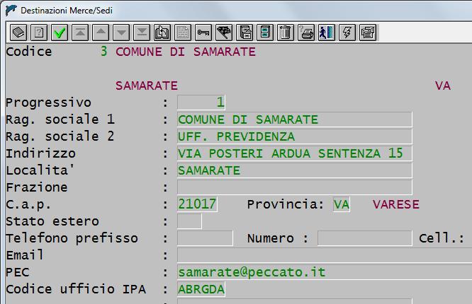 Codice IPA da indicare per ogni luogo di consegna, se diverso