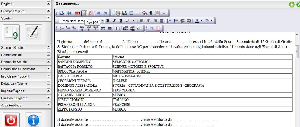 Salvare il verbale facendo clic sull icona Crea PDF : 25.