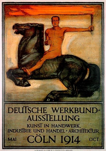 Manifesto disegnato da Peter dell esposizione del 1914 Behrens in occasione Sono circa cento i Padiglioni espositivi, progettati tutti dagli appartenenti al DWB, ma emergono non poche