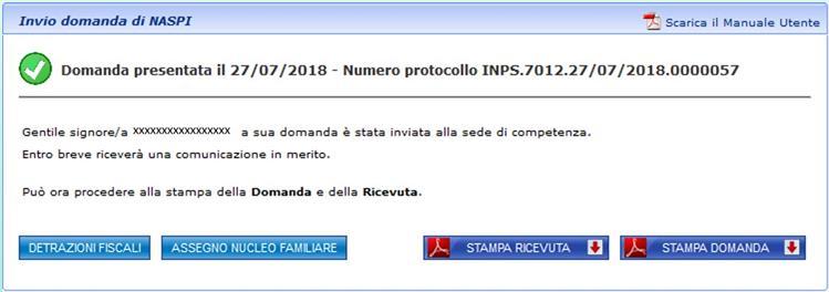 Cliccando sul pulsante Conferma hai protocollato e inviato la tua domanda.