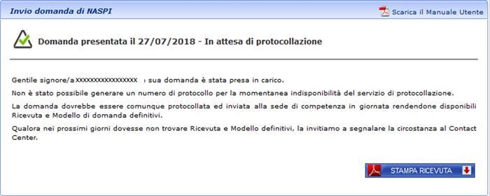 Se nella pagina di riepilogo, dopo aver eventualmente allegato documenti, clicchi sul bottone Salva ed esci (vedi pag.