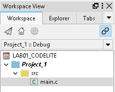 Progetti in Codelite Workspace View Alla creazione di un progetto, l IDE Codelite crea automaticamente il file