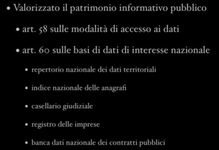 60 sulle basi di dati di interesse nazionale repertorio nazionale dei dati