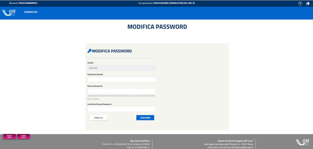 Guida pratica per rimuovere un UTENTE Modificare la password dell Operatore per sicurezza Nella nuova pagina Inserisco la