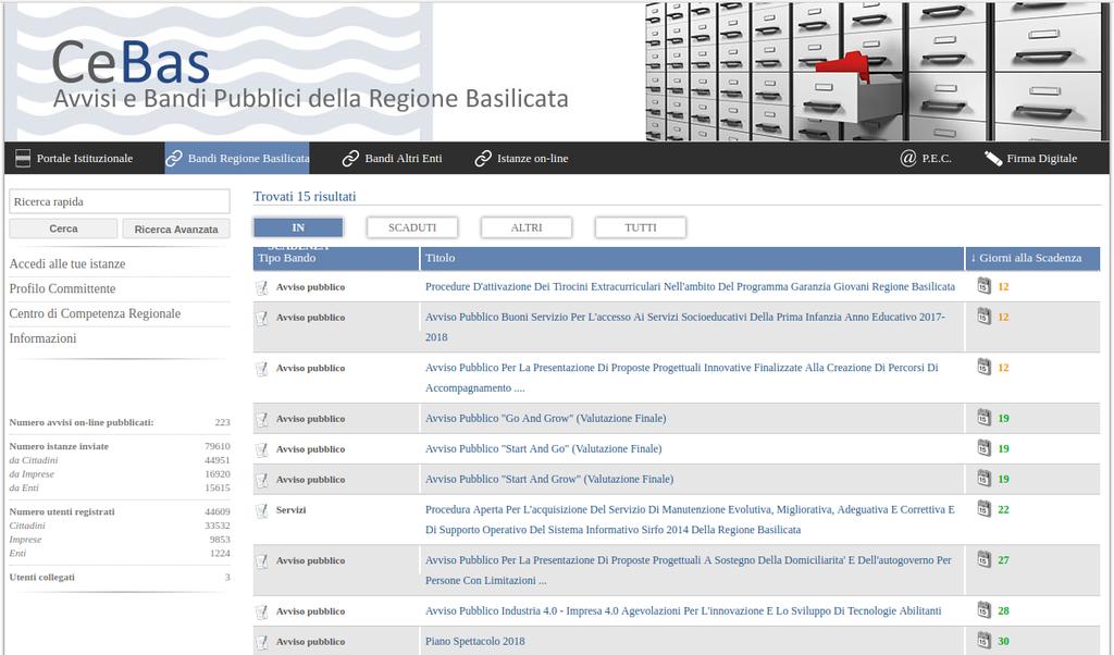 Si accede così nel Portale di Centrale Bandi dove è possibile ricercare l avviso di interesse Cliccando sul bando specifico vengono visualizzate le informazioni di dettaglio.