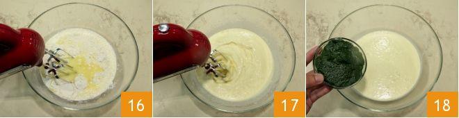 Lavorate il composto con uno sbattitore elettrico (16) o una frusta a mano, fino a quando non otterrete una crema liscia e omogenea (17).