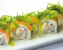 1,2,3,4,6 Uramaki wakame roll Surimi*, philadelphia,