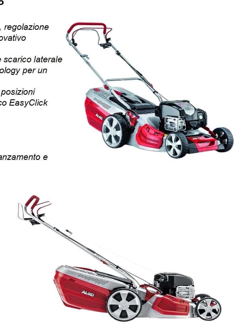 RASAERBA RASAERBA AL-KO HIGHTLINE 527 SP Tosaerba a scoppio con dotazione completa, regolazione variabile della velocità di avanzamento e innovativo motore B&S Exi dal ridotto consumo di olio.