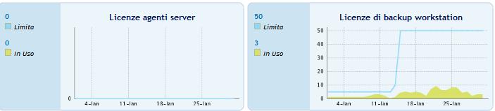 Dashboard (3/4) Il diagramma «Licenze agenti server» mostra il numero di «Server Backups» in uso o riservati ().