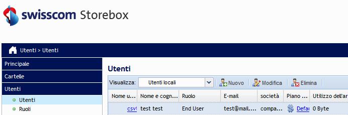 User administration (/2) 28 Per elaborare un utente, in «Utenti» ()