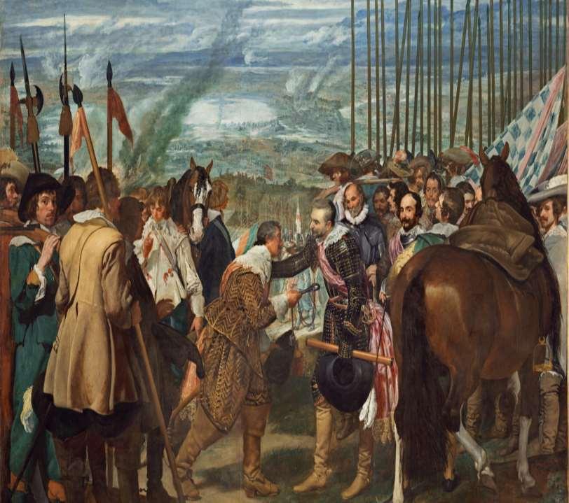 La resa di Breda Sviluppa il tema senza sangue I volti dei soldati sono trattati come ritratti Lance spagnole in numero