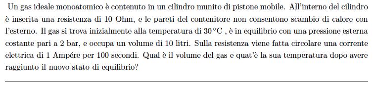 [Risultato: q=- 17 kj] 3 Suggerimenti: il calore prodotto per effetto Joule è dato da RI 2 t (è il lavoro elettrico che viene convertito in calore) dove I è l intensità di corrente in Ampére, R è la