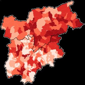 In Alto Adige, invece, le presenze turistiche si distribuiscono in maniera più capillare sul territorio, riflettendo l ampia distribuzione dell offerta di strutture legate al turismo di montagna.