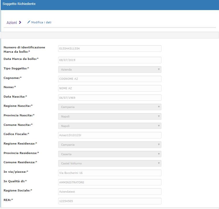 3.1 Compilazione Domanda Nella pagina è presente una barra di navigazione che permette di spostarsi fra le 4 sezioni utilizzate per la compilazione dei dati necessari alla generazione della domanda e