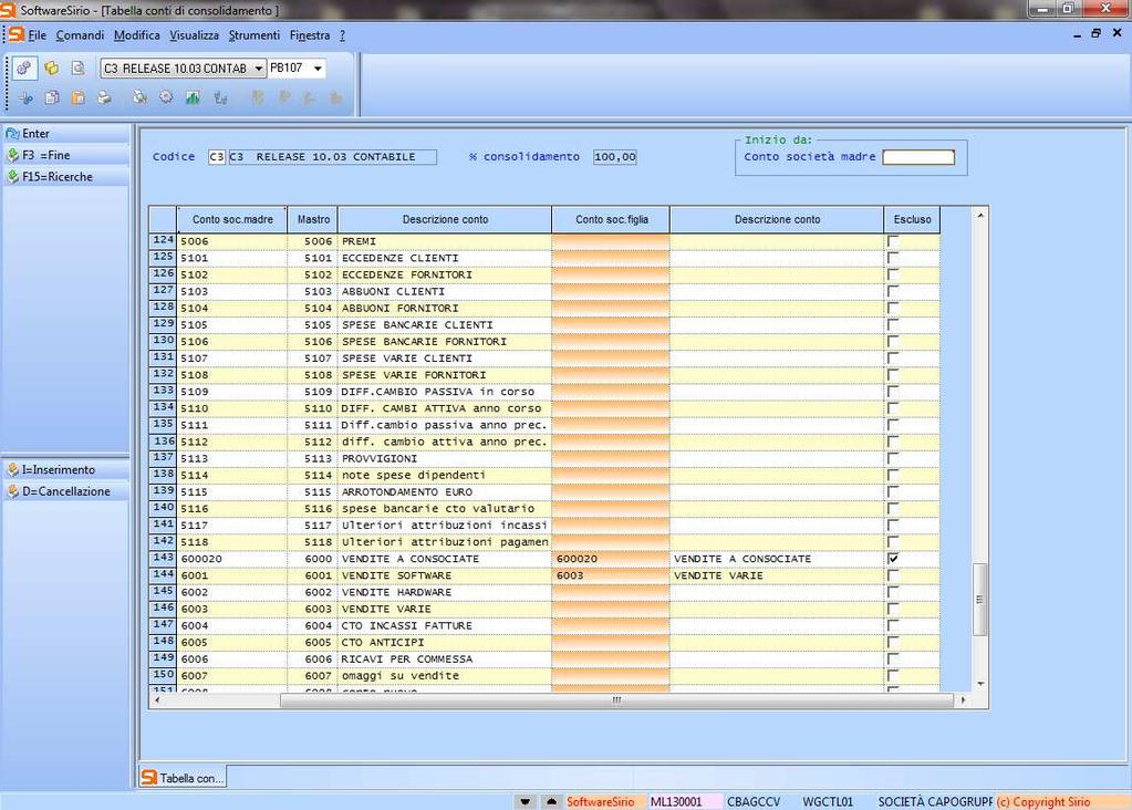 FASE TRE: CONFIGURAZIONE ATTIVITA DI CONSOLIDAMENTO PIANO DEI CONTI CONGRUENTE - NESSUNA ATTIVITA DI CONCILIAZIONE - IDENTIFICAZIONE