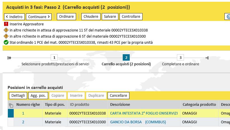 Creare un carrello acquisti di materiale TOP Utilizzando il