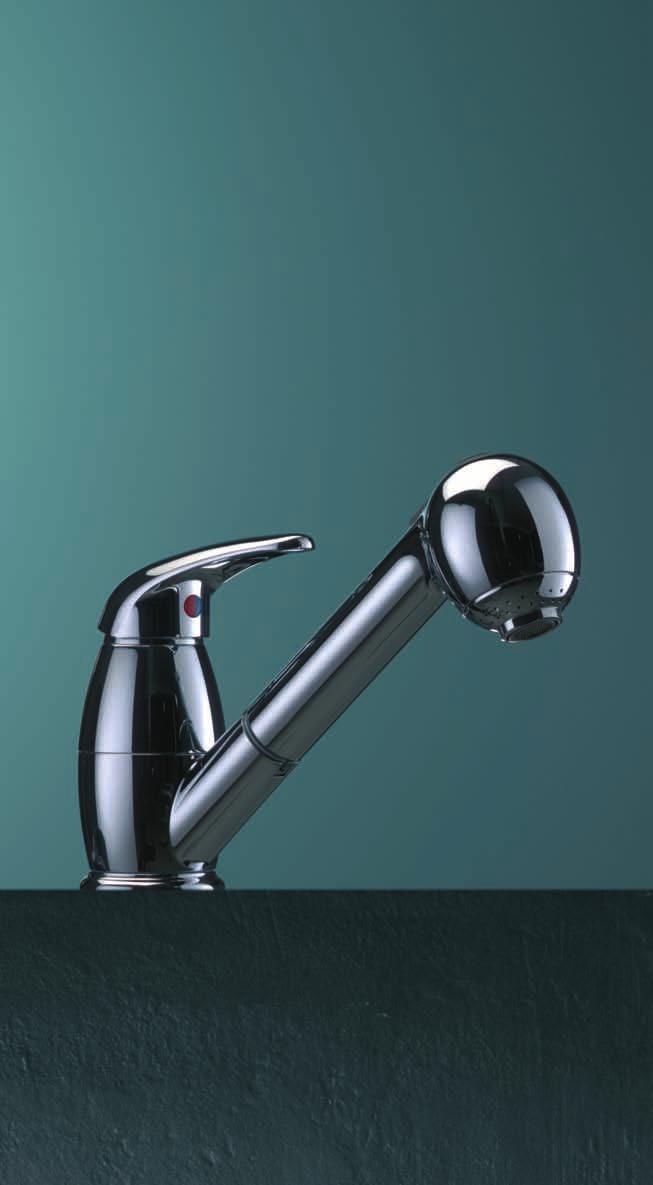 pinguino PI 183 Miscelatore lavello monoforo girevole, con doccetta estraibile Swivelling one-hole sink mixer with pull out spray PI 181