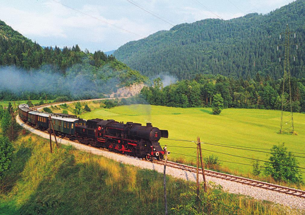 Treno storico a vapore nel tratto della Transalpina tra Bled e Bohinjska Bistrica (7 settembre 1997 - foto Cesare Quaiat).