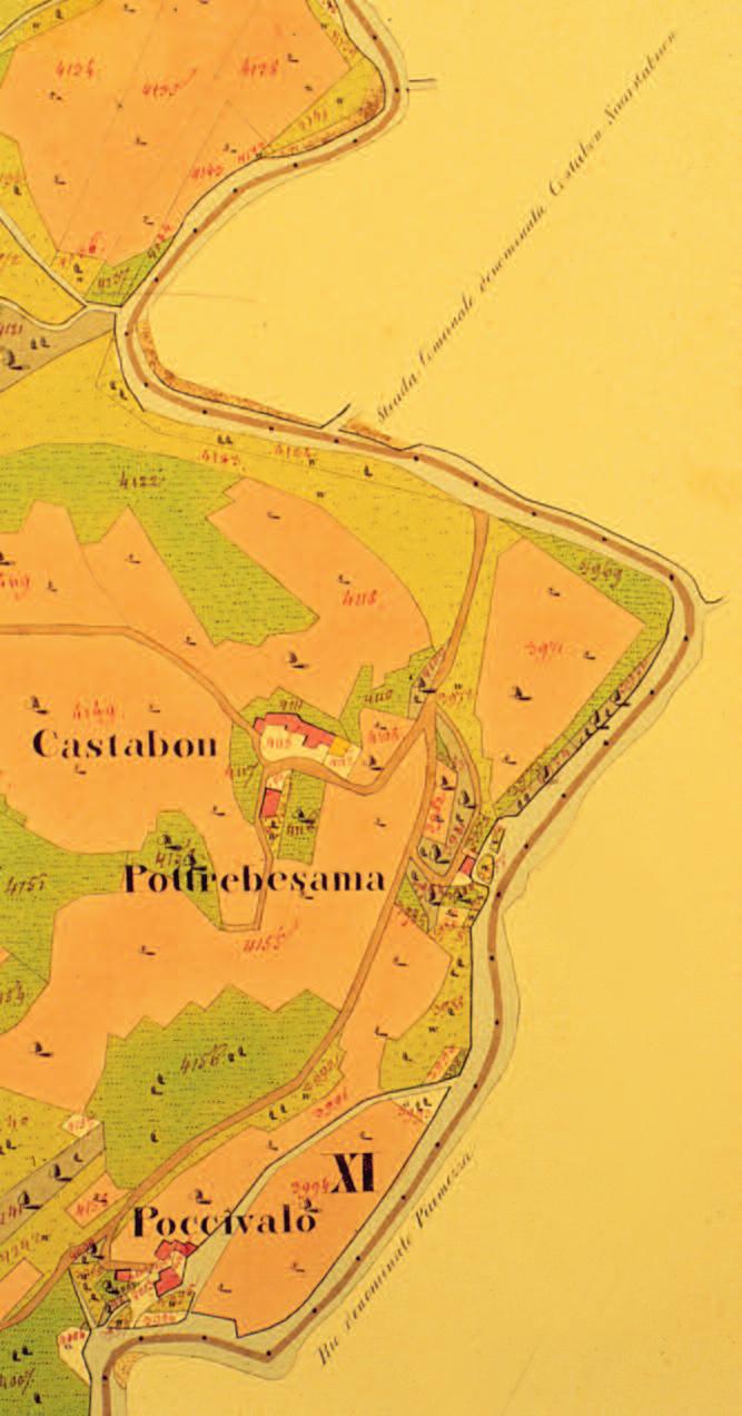 Particolare della mappa n 2925 di San Floriano del Collio con Peuma contenente la dicitura: Castabon. (A.S.Go., Catasto dei sec. XIX e XX).