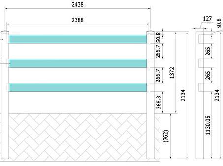 mm) 127 x 127 Palo 38,10 x 139,70 Traversa (A13) 3 pezzi Unità di misura: mm A01