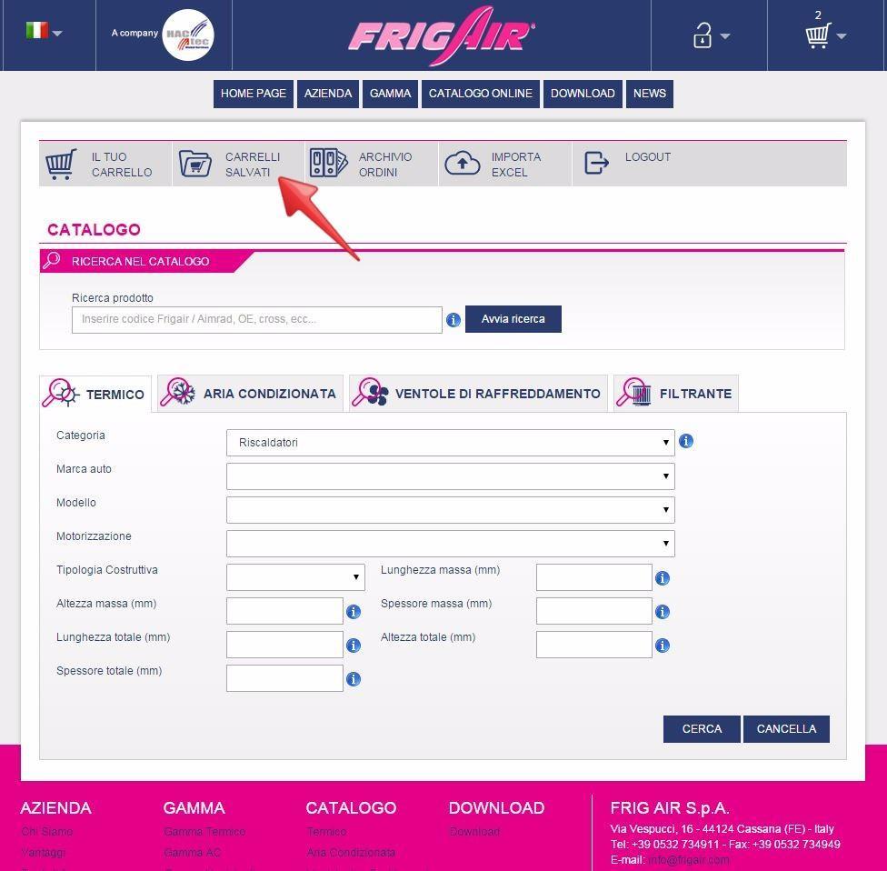 1) SE FATE ACQUISTI SUL SITO FRIG AIR POTETE SFRUTTARE L'OPZIONE CARRELLI SALVATI, QUESTA