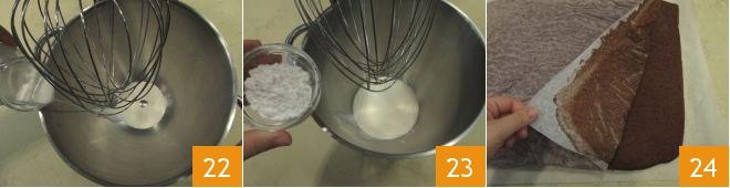 Versate la panna senza lattosio ben fredda in una platenaria (22), aggiungete lo zucchero a velo (23) e