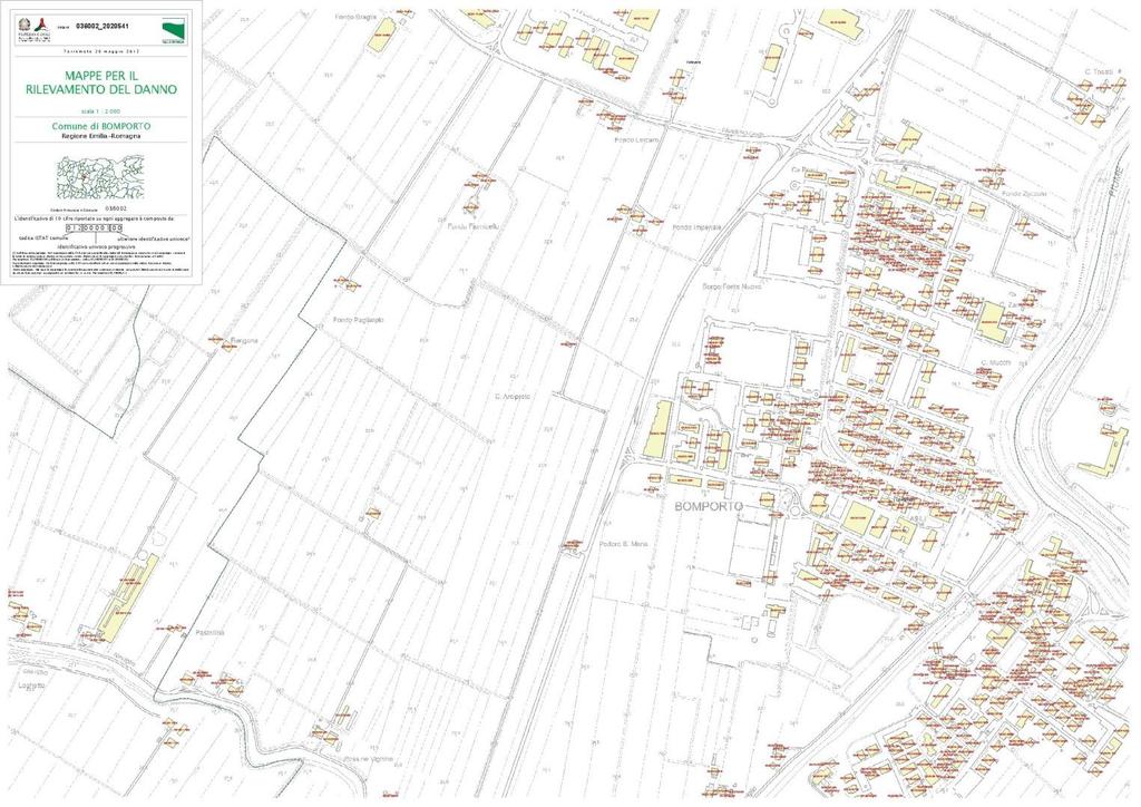 1.2 RICOGNIZIONE DEI DANNI DEGLI EVENTI SISMICI DEL MAGGIO 2012 - MAPPA DEI DANNI L'analisi conoscitiva relativa al livello di danneggiamento, con l indicazione degli esiti dell agibilità di cui alla