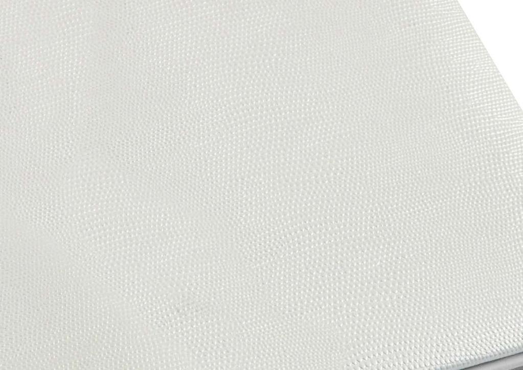 COLLEZIONE Perla Neutra Perla Neutra white Copertina in pelle rigenerata con texture a rilievo con effetto perlato. Disponibile nei colori White e Brown.