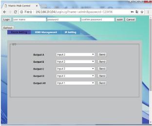 Interfaccia Web GUI: Impostazione dei percorsi Nell interfaccia di Route Setting è possibile impostare singolarmente