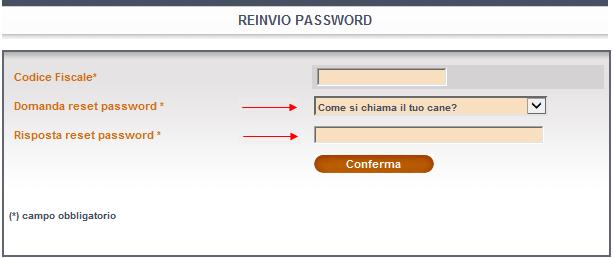 1.3 Procedura di Reset Password Nel caso in cui venga dimenticata la password, è prevista una funzione di Reset Password.