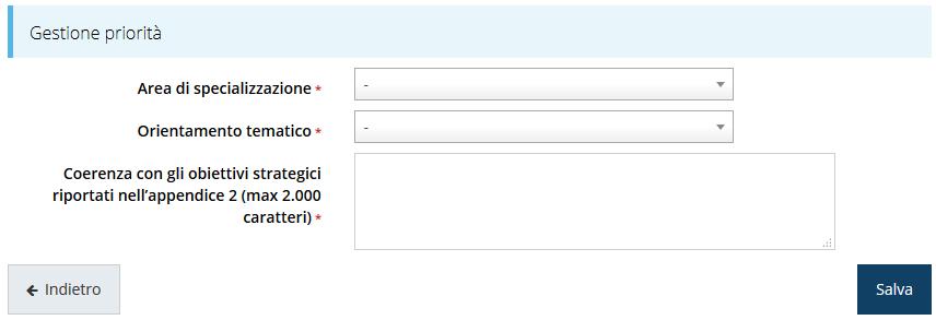 ), l obiettivo strategico del progetto, scegliendo fra le opzioni disponibili ed un testo che descriva la coerenza del progetto con gli