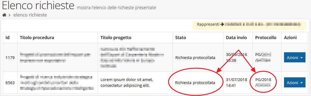 Figura 90 - Stato della richiesta protocollata (Dettaglio richiesta) Figura 91 - Stato della richiesta protocollata (Elenco richieste) 3.