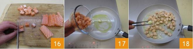 Aggiungete quindi le foglie di timo finemente tagliate ai porri che stanno cuocendo ed aggiustate quindi di sale e pepe.