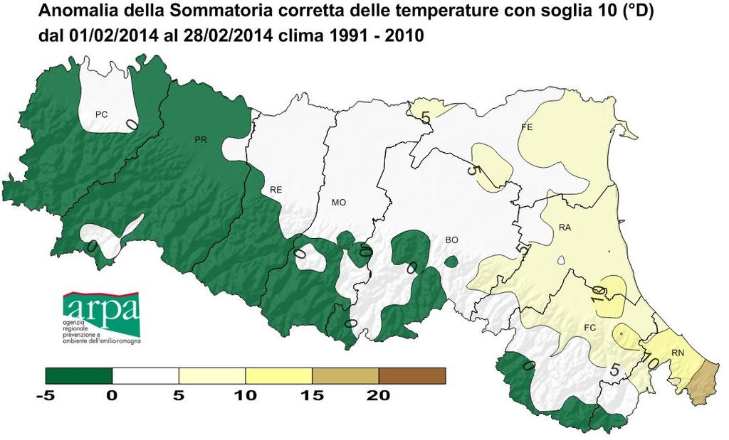 Soglia 10 C da inizio anno La sommatoria gradigiorno è utilizzata per quantificare l accumulo termico