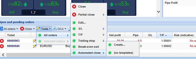 Si prega di notare che la chiusura automatica è elaborata dal software del trade terminal, non dal tuo broker. Pertanto cesserà di funzionare se si chiude la trade terminal (o MT4).